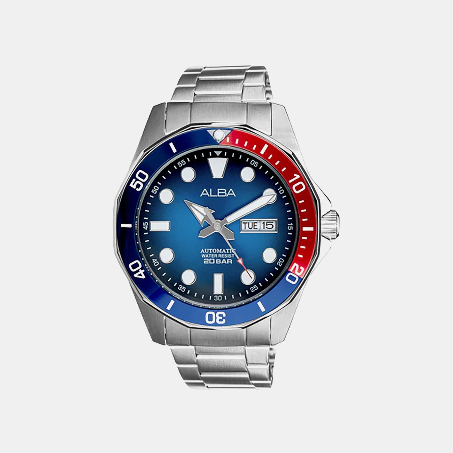 Men Automatic Blue Dial Analog Stainless Steel Watch AL4541X1