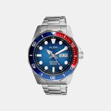 Men Automatic Blue Dial Analog Stainless Steel Watch AL4541X1