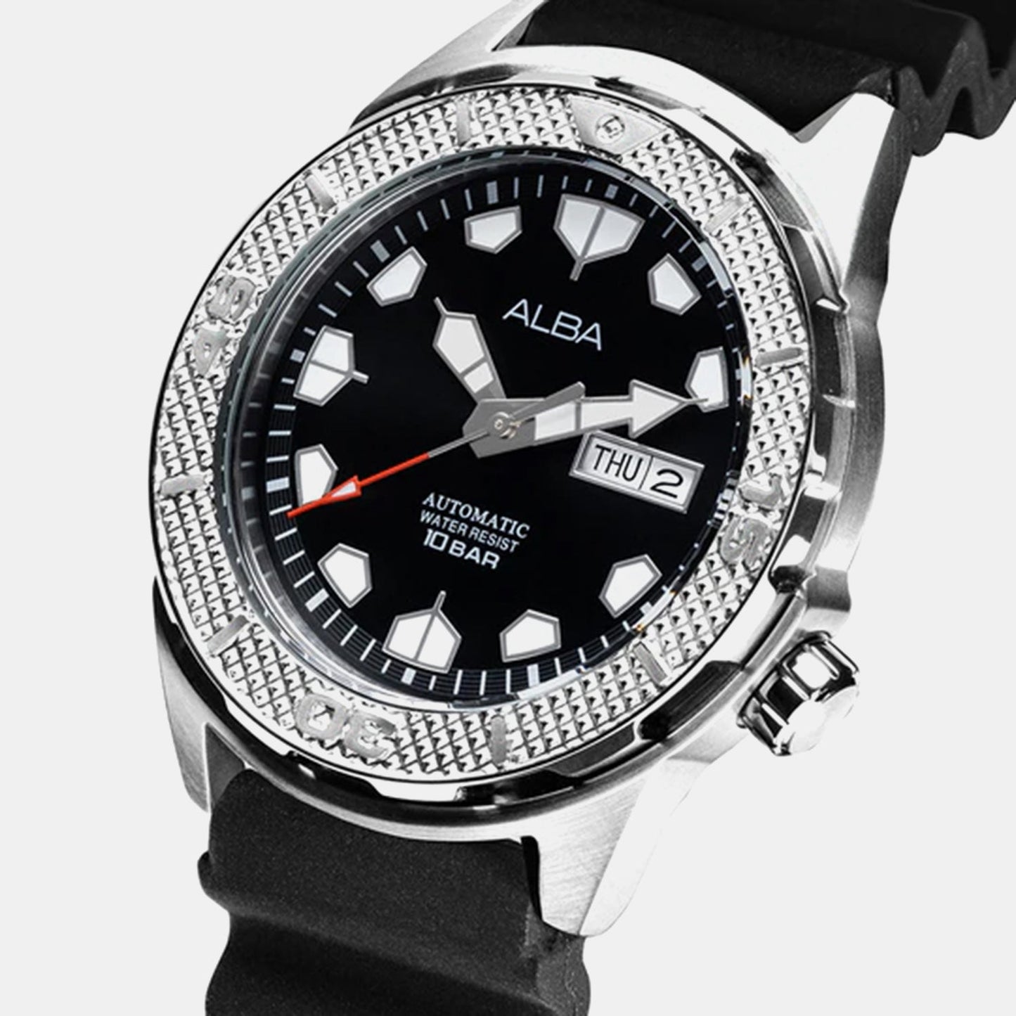 Men Automatic Black Dial Analog Rubber Watch AL4571X1