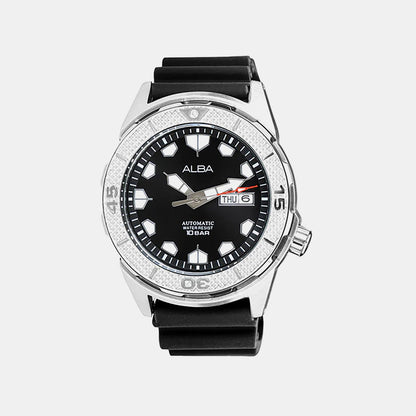 Men Automatic Black Dial Analog Rubber Watch AL4571X1