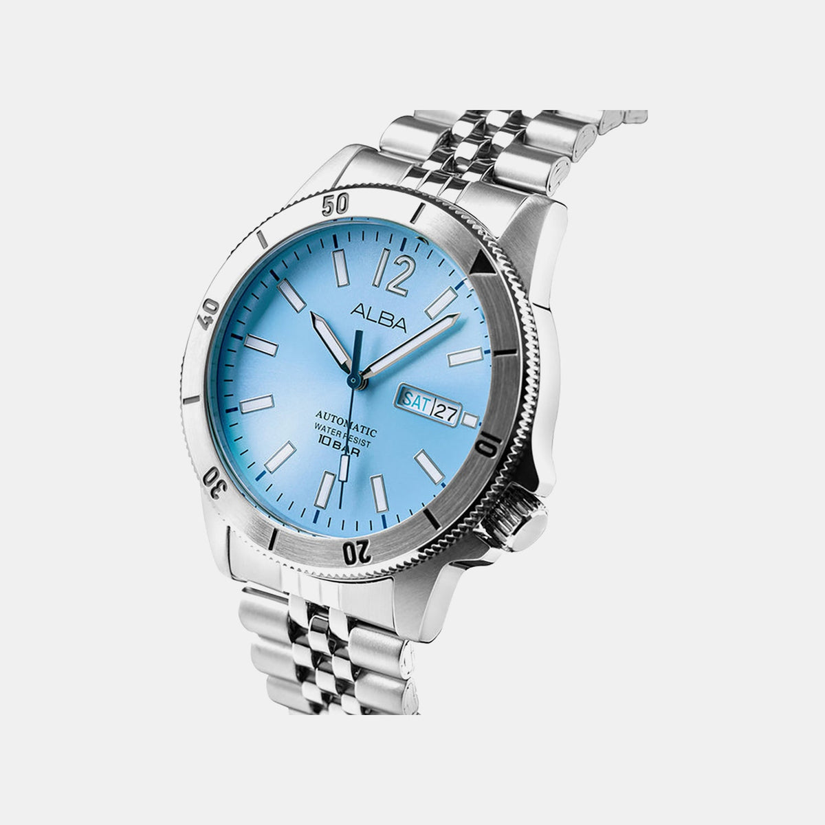 Olympic Men Automatic Blue Dial Analog Stainless Steel Watch AL4653X1