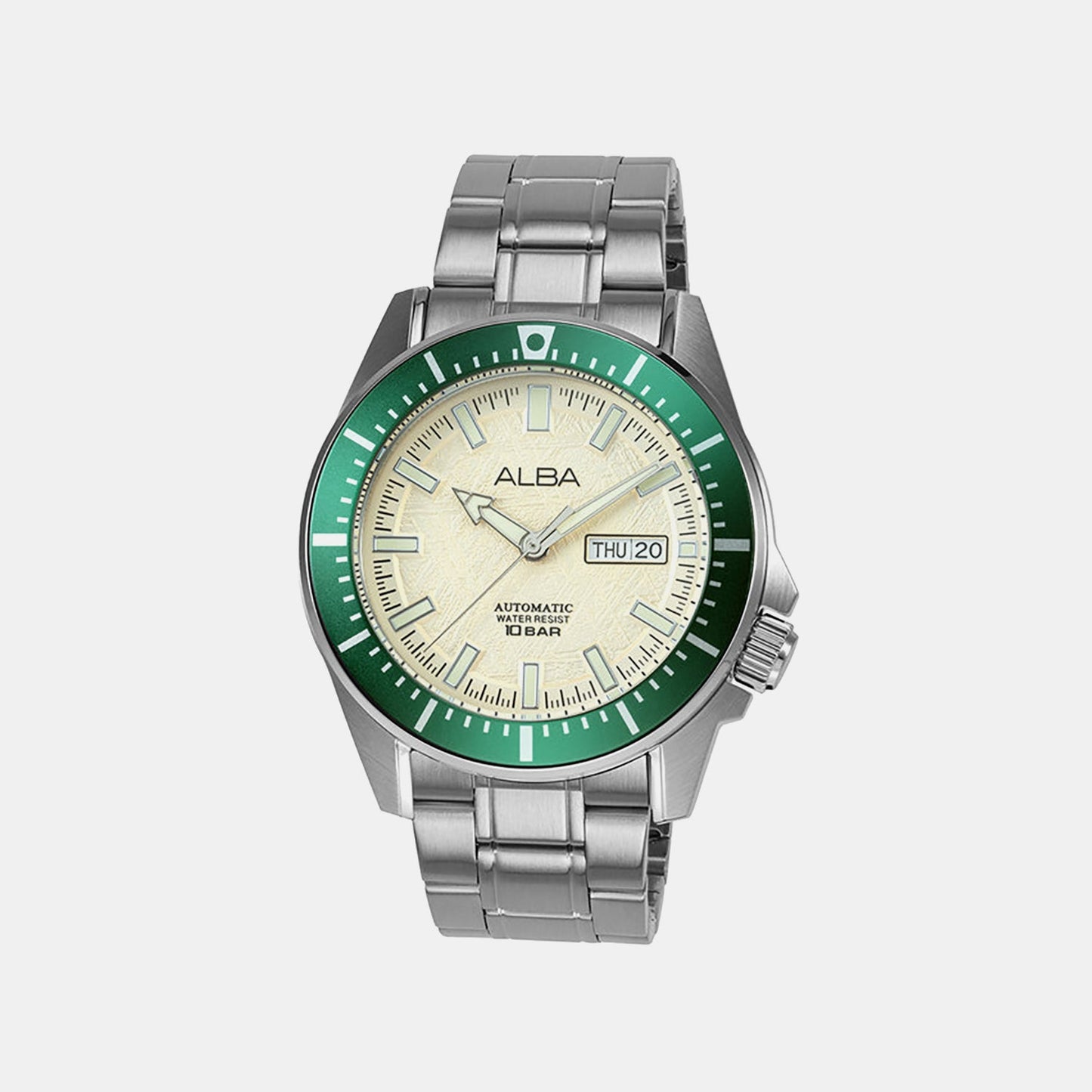 Mechanical Men Automatic Cream Dial Analog Stainless Steel Watch AL4719X1