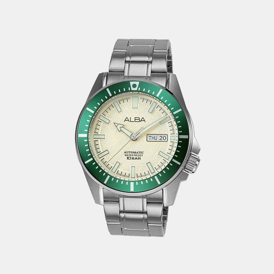 Mechanical Men Automatic Cream Dial Analog Stainless Steel Watch AL4719X1