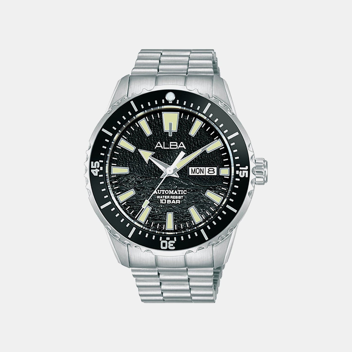 Mechanical Men Automatic Black Dial Analog Stainless Steel Watch AL4743X1