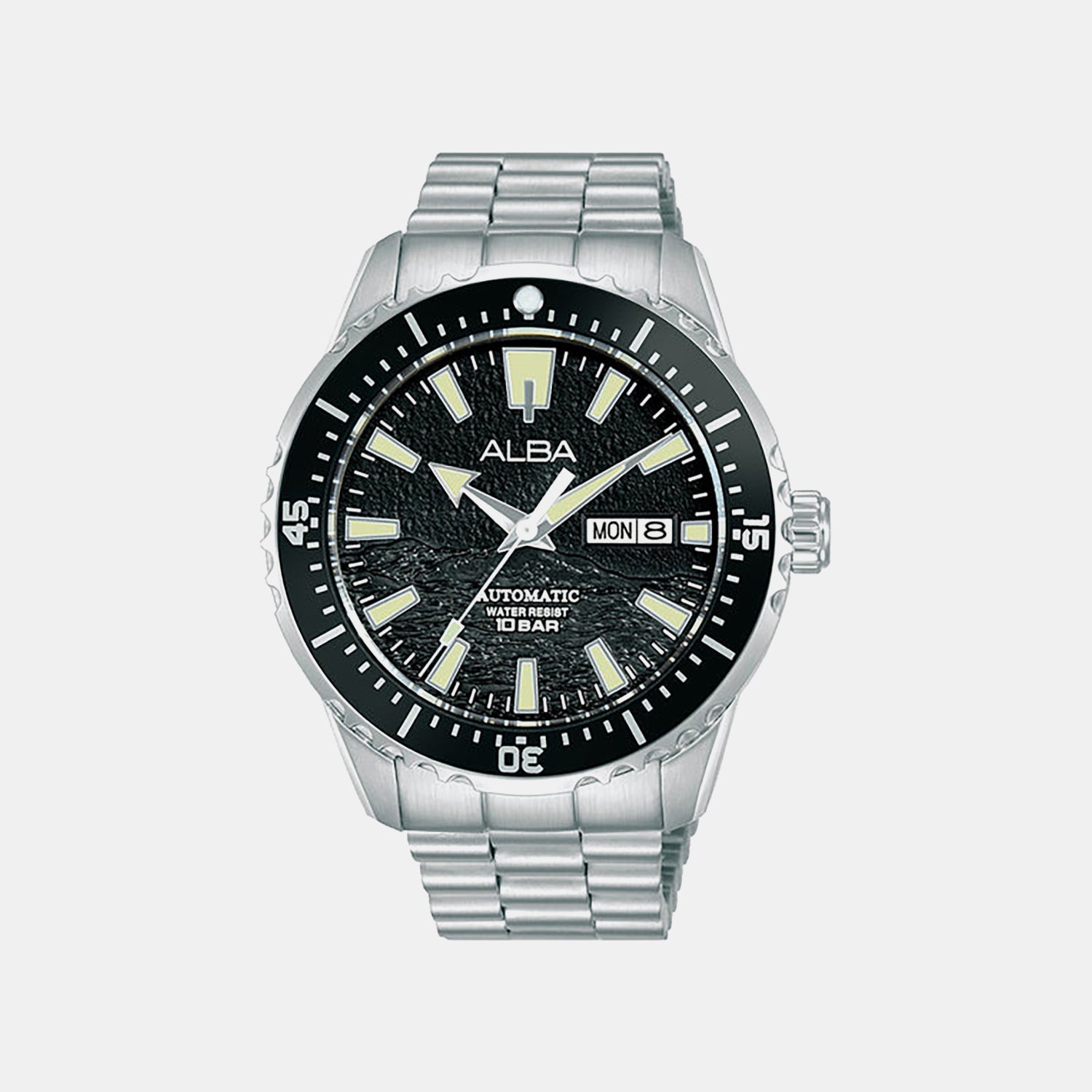 Mechanical Men Automatic Black Dial Analog Stainless Steel Watch AL4743X1