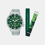 Men Automatic Green Dial Analog Stainless Steel Watch AL4775X2