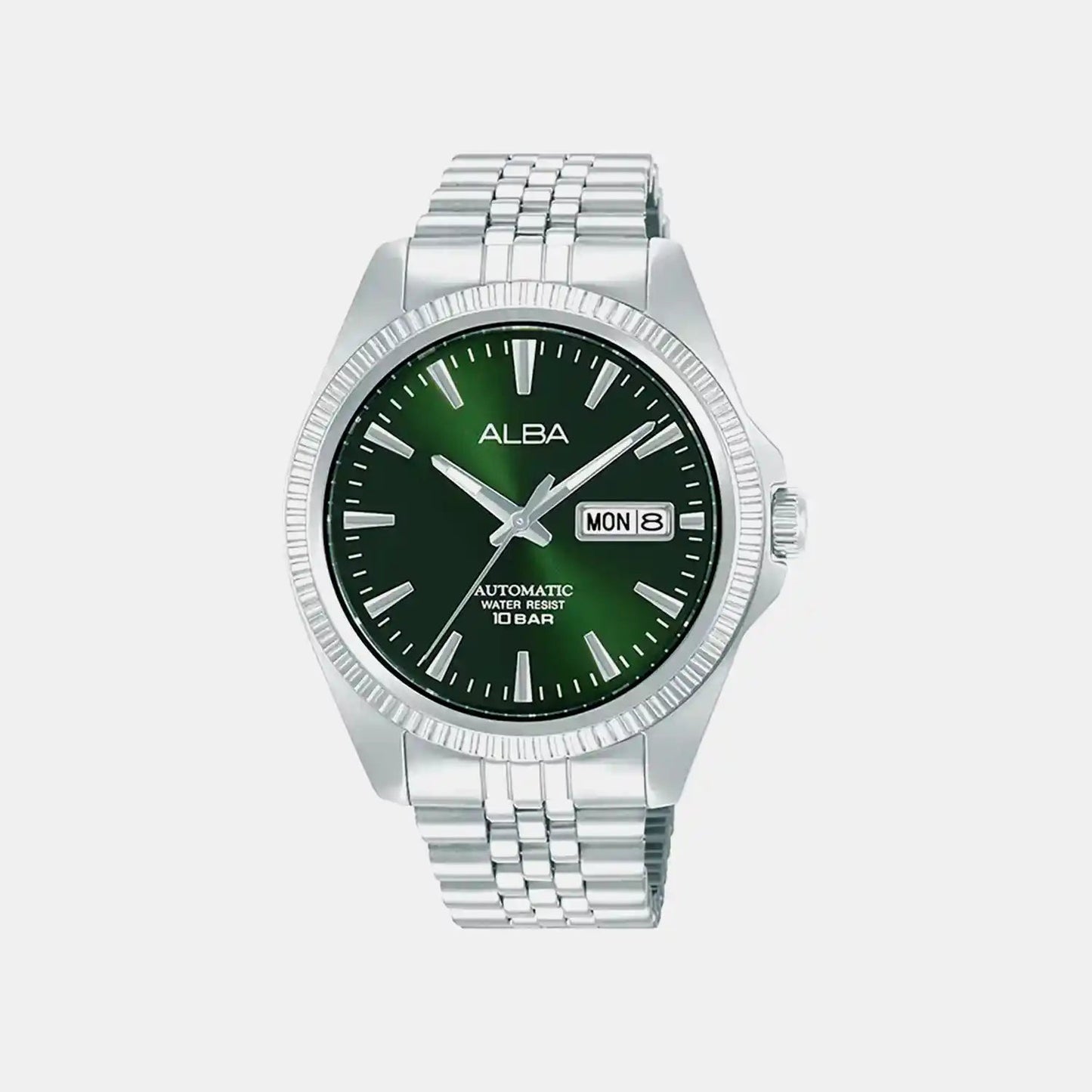 Men Automatic Green Dial Analog Stainless Steel Watch AL4785X1