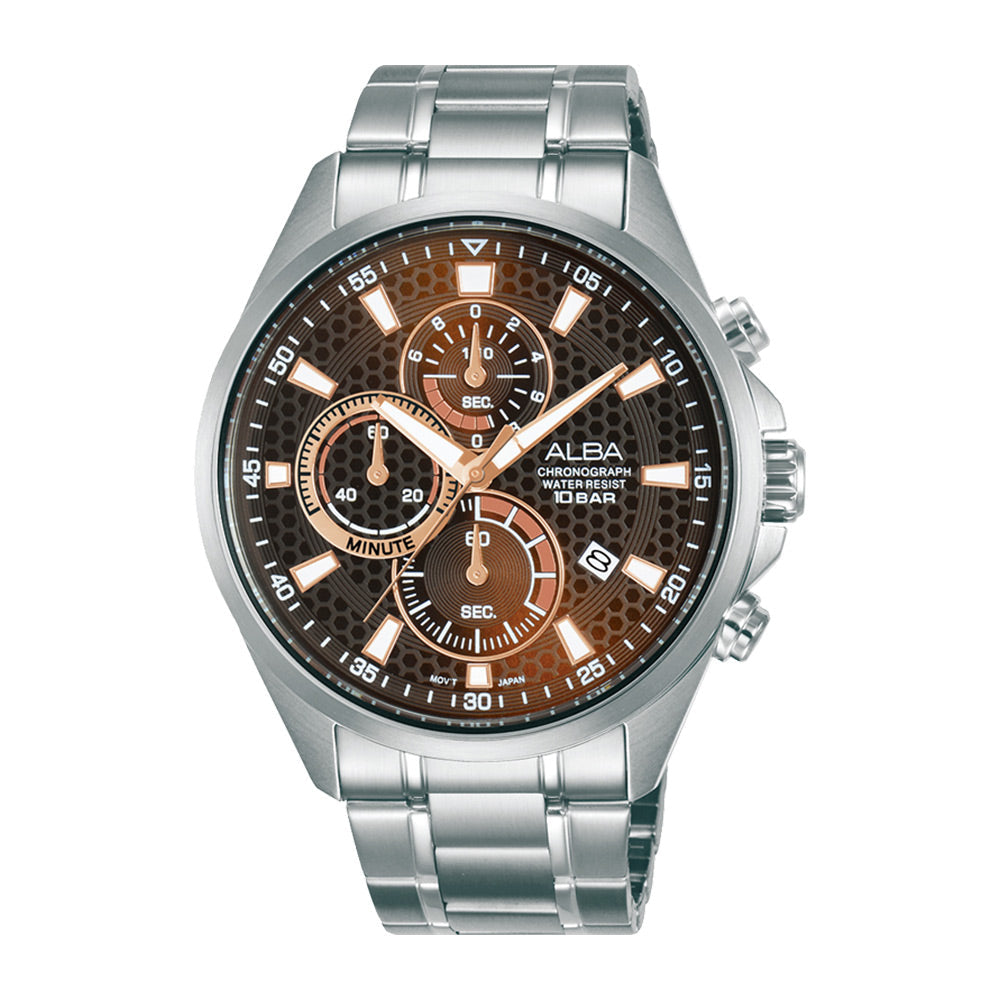 Alba AM3871X1 Brown Pattered Dial Chronograph
