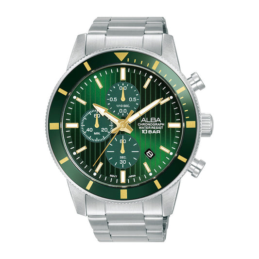 Alba AM3953X1 Forest Green Patterned Dial Chronograph