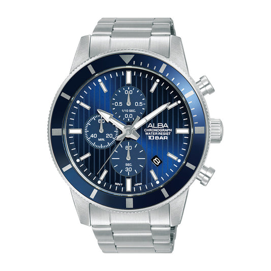 Alba AM3955X1 Blue Patterned Dial Chronograph