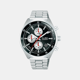 Men Quartz Black Dial Chronograph Stainless Steel Watch AM3A33X1