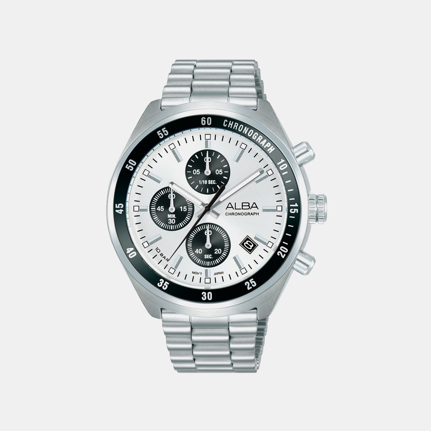 Active Men Quartz Silver Dial Chronograph Stainless Steel Watch AM3A35X1