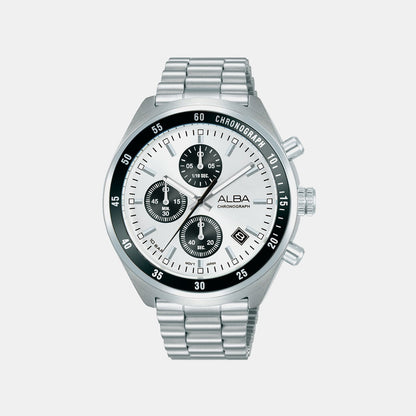 Active Men Quartz Silver Dial Chronograph Stainless Steel Watch AM3A35X1
