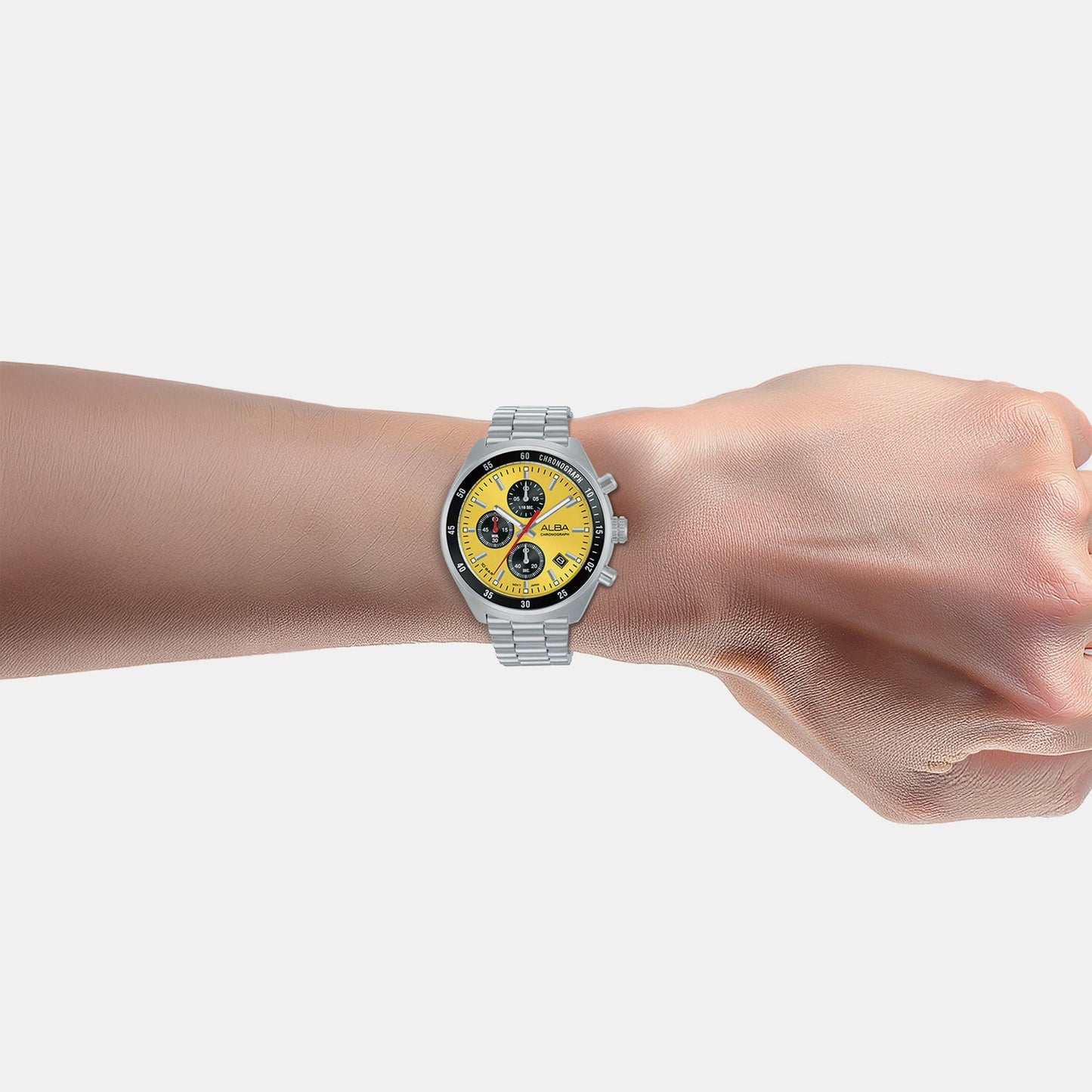 Active Men Quartz Yellow Dial Chronograph Stainless Steel Watch AM3A43X1