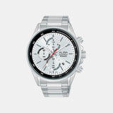 Men Quartz White Dial Chronograph Stainless Steel Watch AM3A51X1