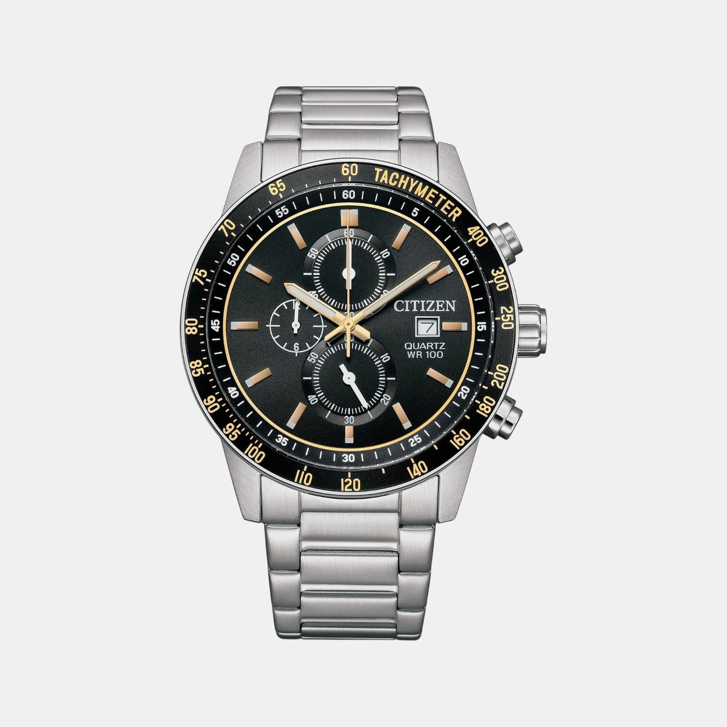Men Quartz Black Dial Chronograph Stainless Steel Watch AN3681-57E