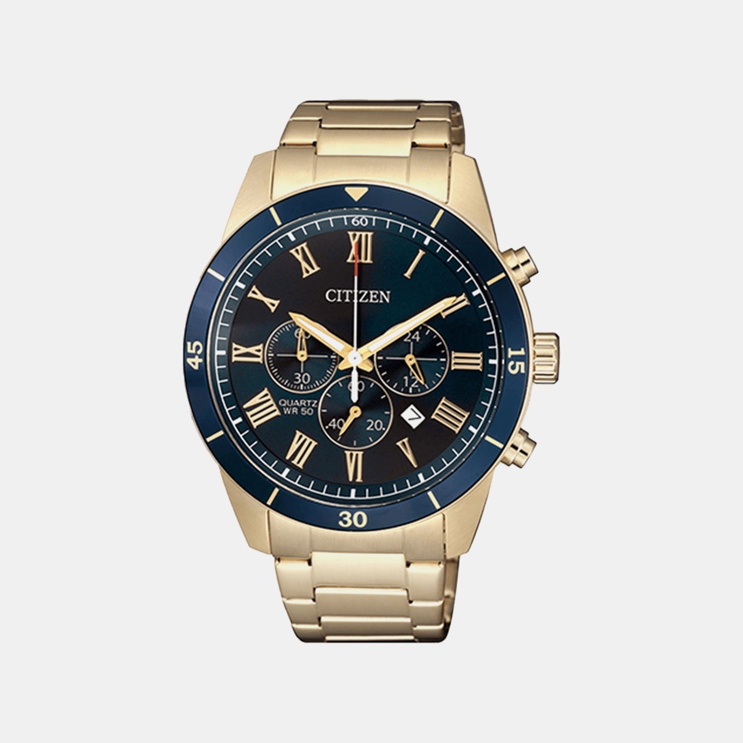 Men Quartz Blue Dial Chronograph Stainless Steel Watch AN8169-58L