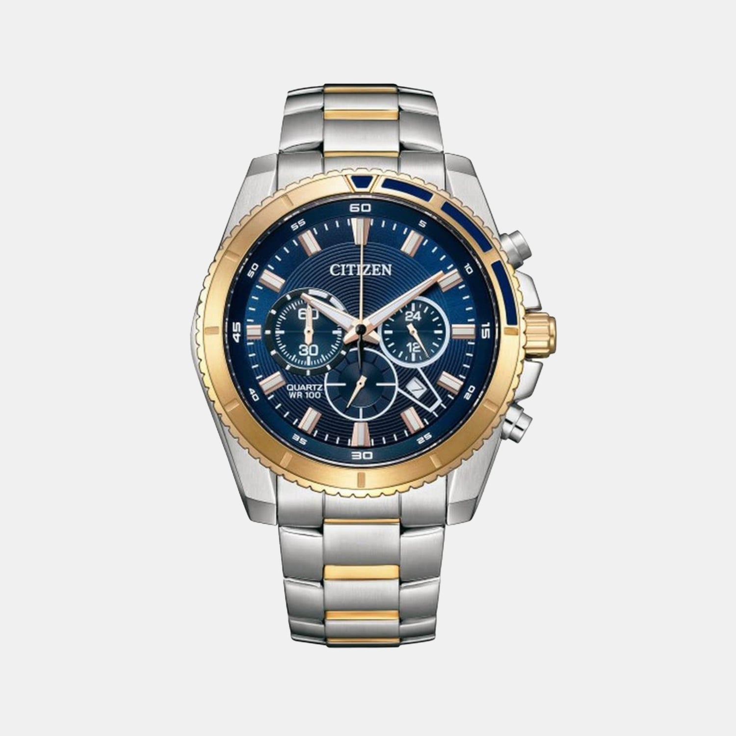 Men Quartz Blue Dial Chronograph Stainless Steel Watch AN8206-53L