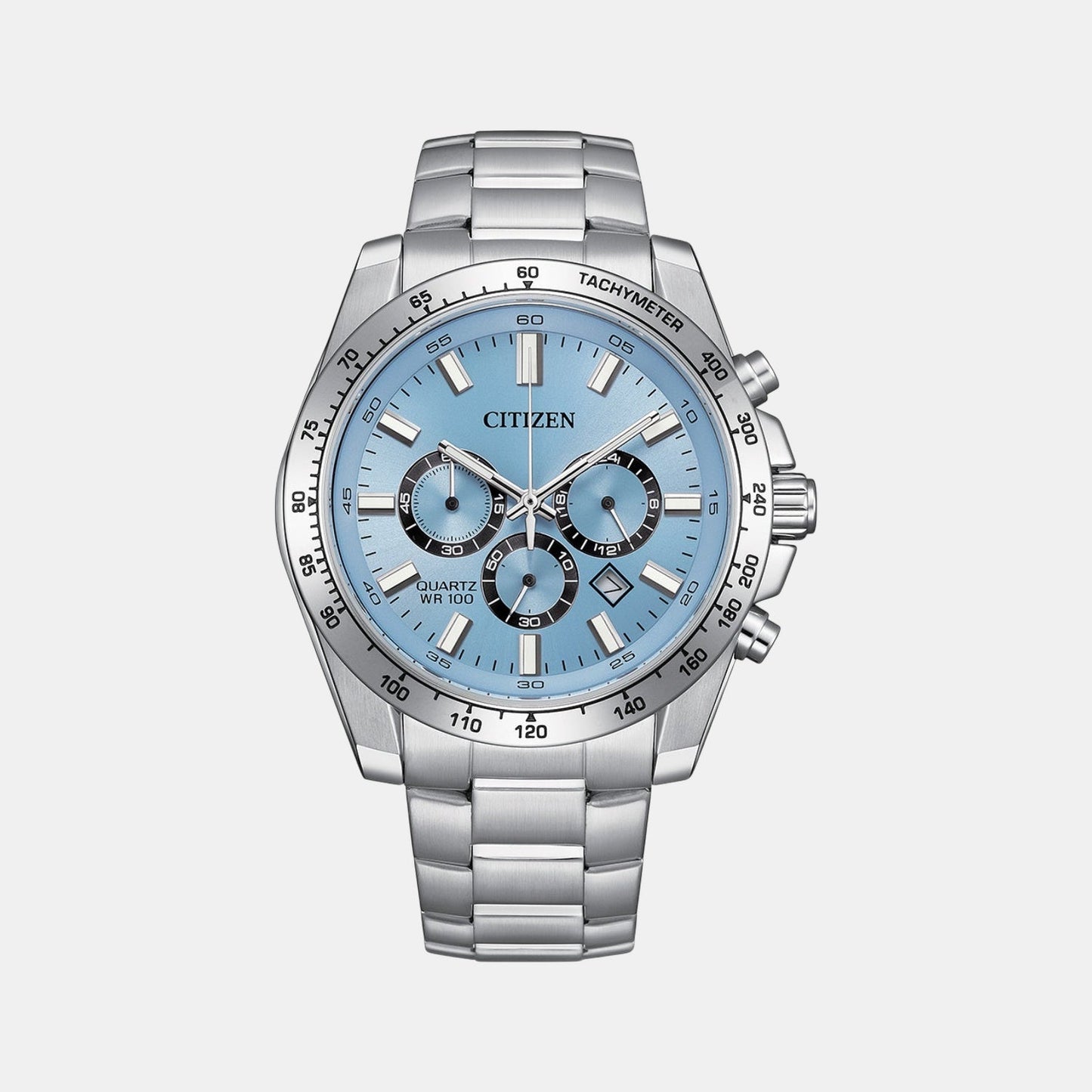 Men Quartz Blue Dial Chronograph Stainless Steel Watch AN8230-59L