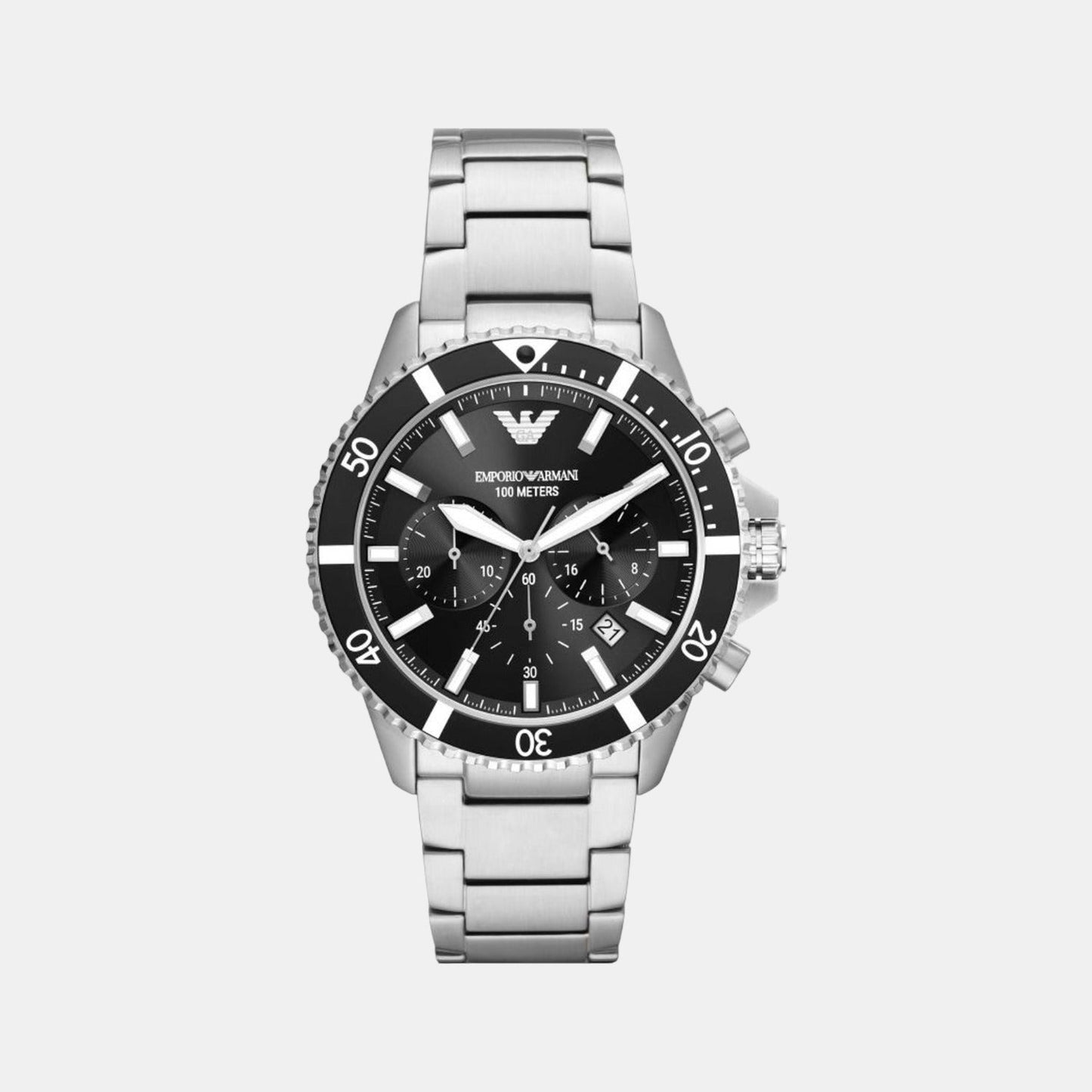 World Explorer Men Quartz Black Dial Chronograph Stainless Steel Watch AR11360