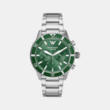 World Explorer Men Quartz Green Dial Chronograph Stainless Steel Watch AR11500