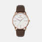 Minimalist Men Quartz White Dial Analog Leather Watch AR11572