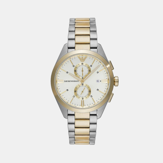 Claudio Men Quartz Cream Dial Chronograph Stainless Steel Watch AR11605