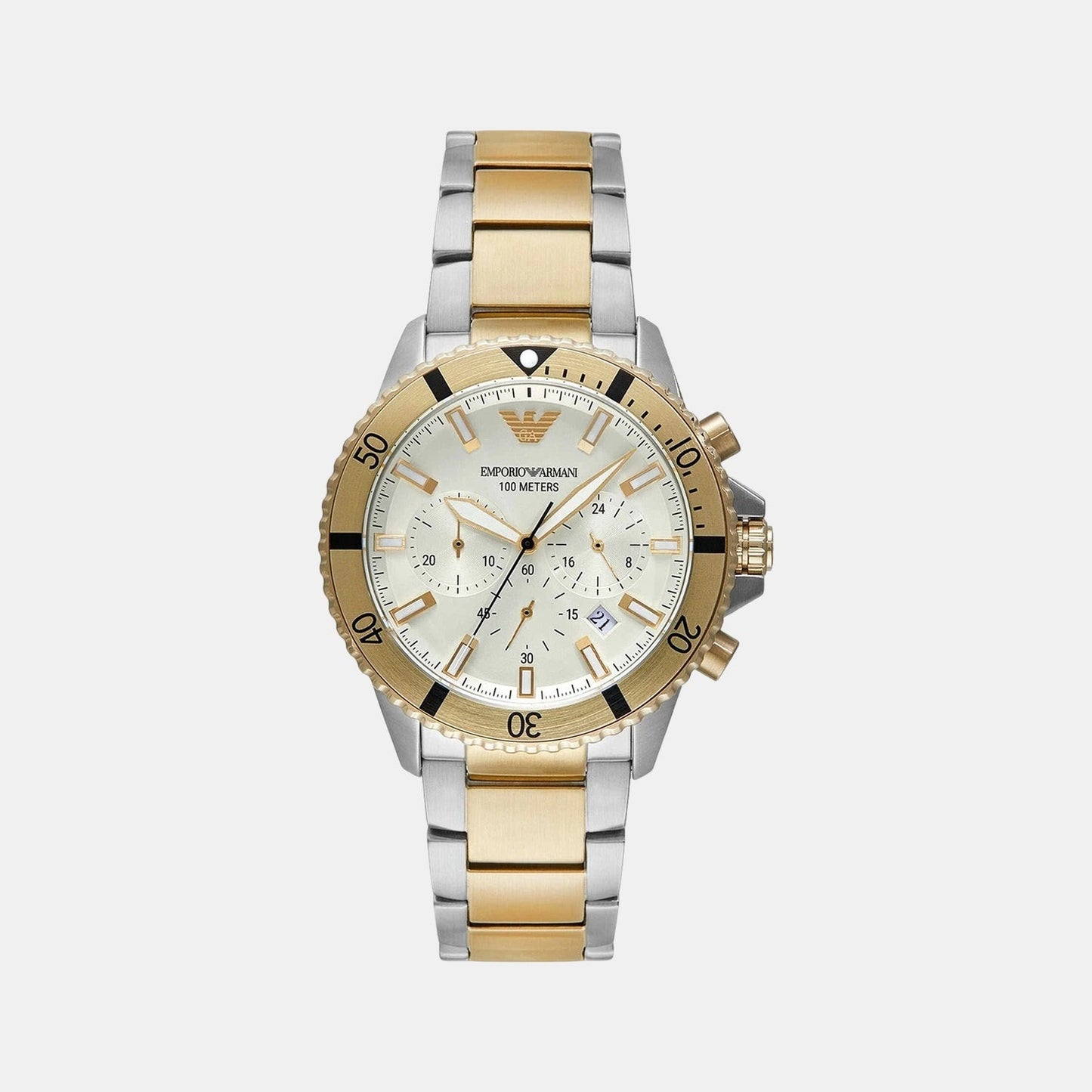 world explorer Men Quartz Cream Dial Chronograph Stainless Steel Watch AR11606