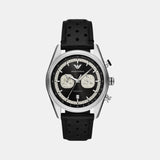 Men Quartz Black Dial Chronograph Leather Watch AR11635