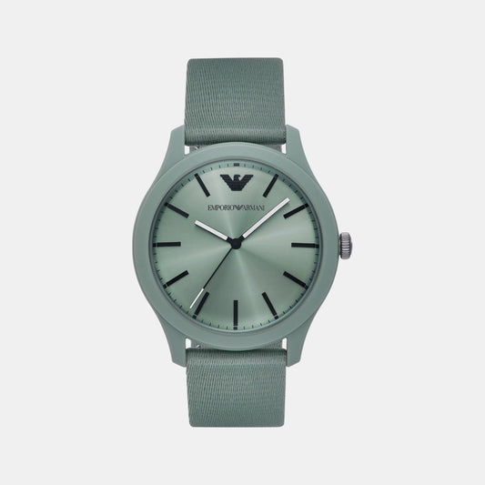 Men Quartz Green Dial Analog Fabric Watch AR11654