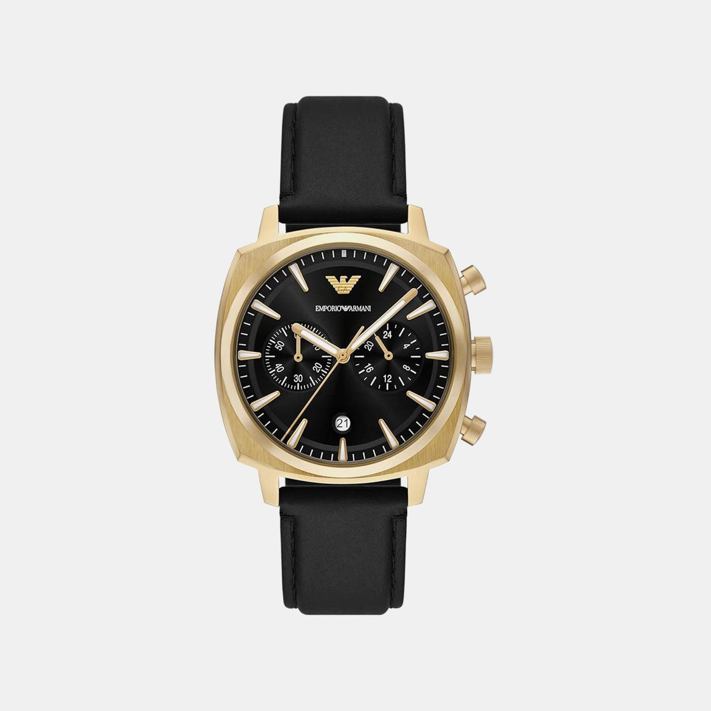 Men Quartz Black Dial Chronograph Leather Watch AR11690