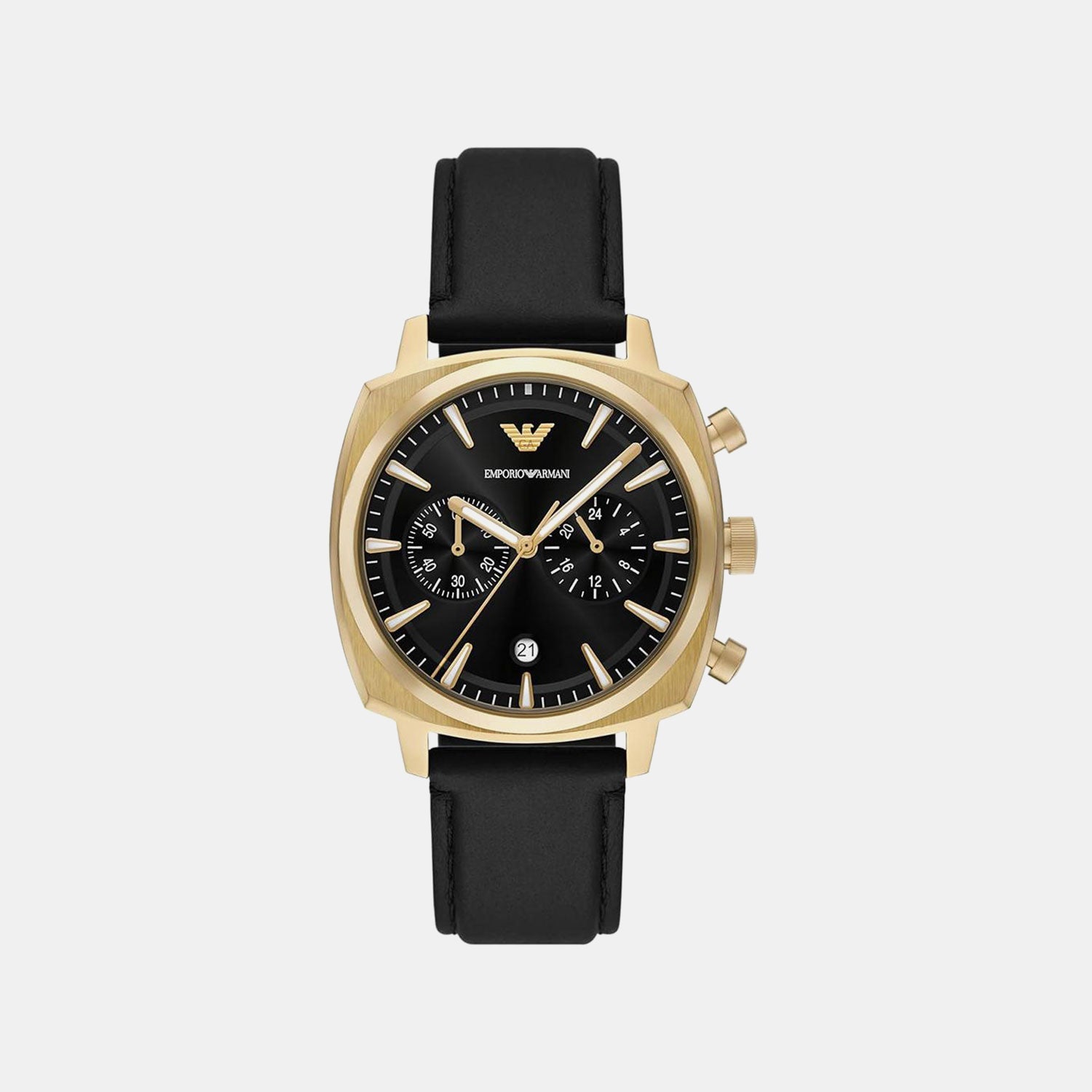 Men Quartz Black Dial Chronograph Leather Watch AR11690