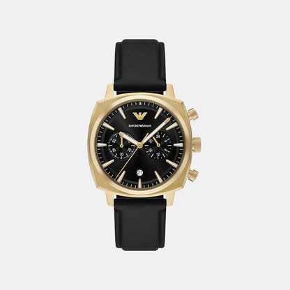 Men Quartz Black Dial Chronograph Leather Watch AR11690