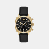 Men Quartz Black Dial Chronograph Leather Watch AR11690