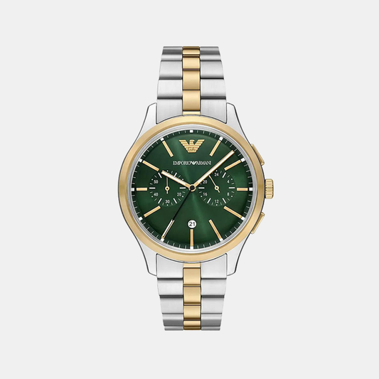 Men Quartz Green Dial Analog Stainless Steel Watch AR11692