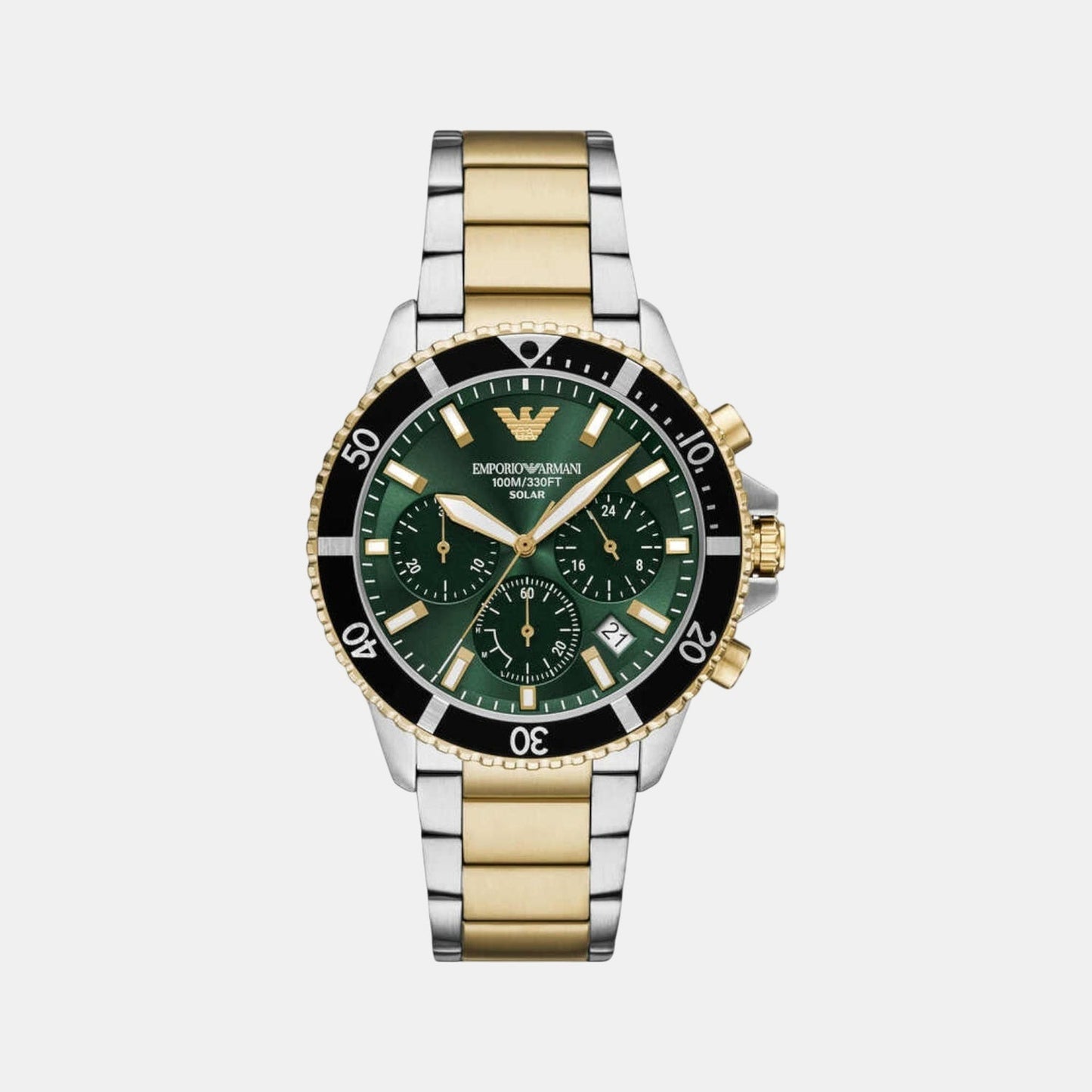 World Explorer Men Solar Green Dial Chronograph Stainless Steel Watch AR11695