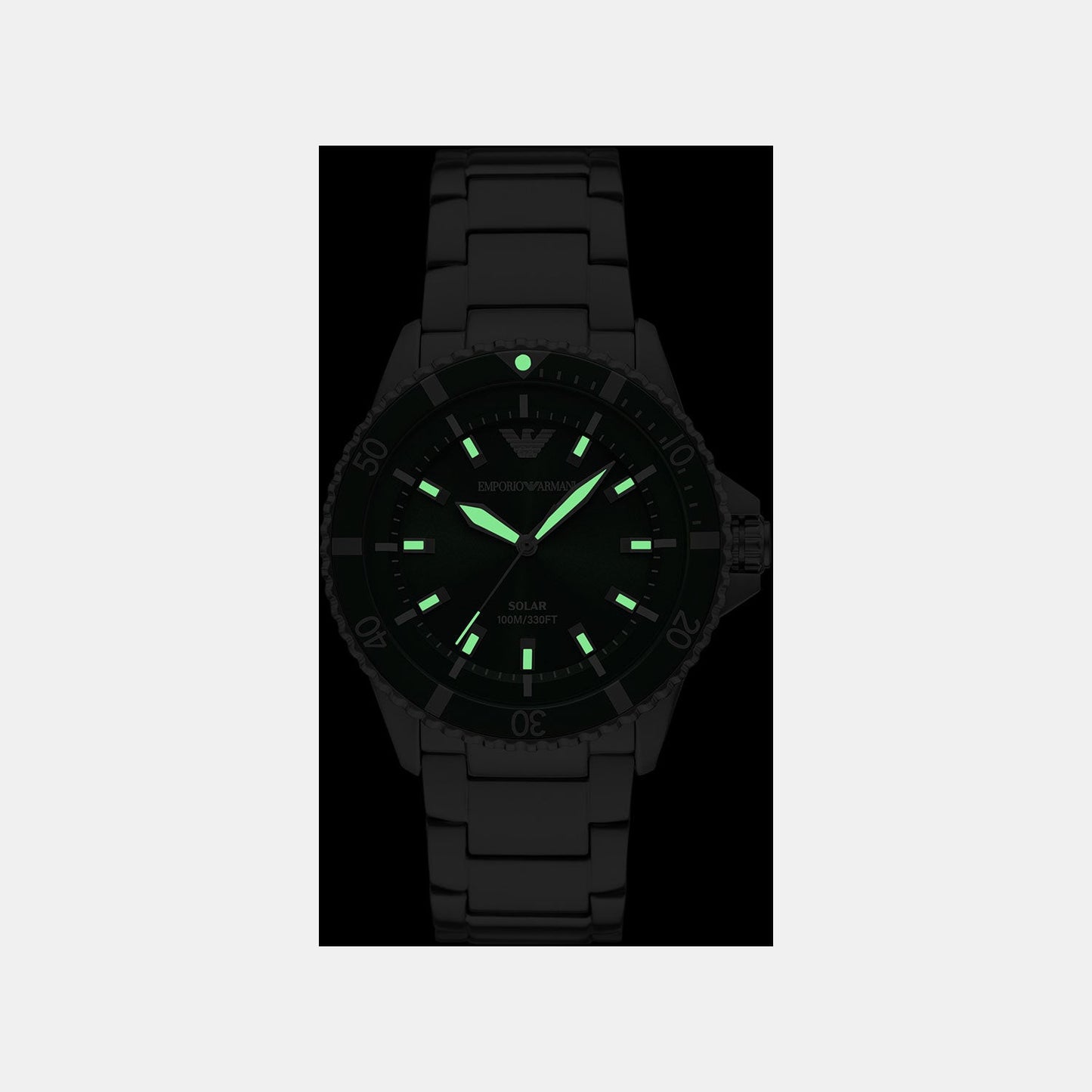 World Explorer Men Solar Green Dial Analog Stainless Steel Watch AR11698
