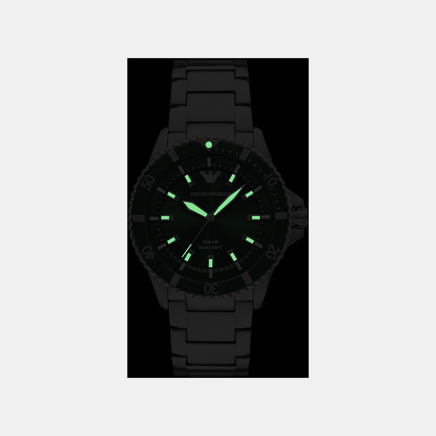 World Explorer Men Solar Green Dial Analog Stainless Steel Watch AR11698