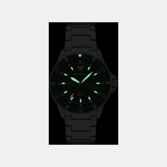World Explorer Men Solar Green Dial Analog Stainless Steel Watch AR11698