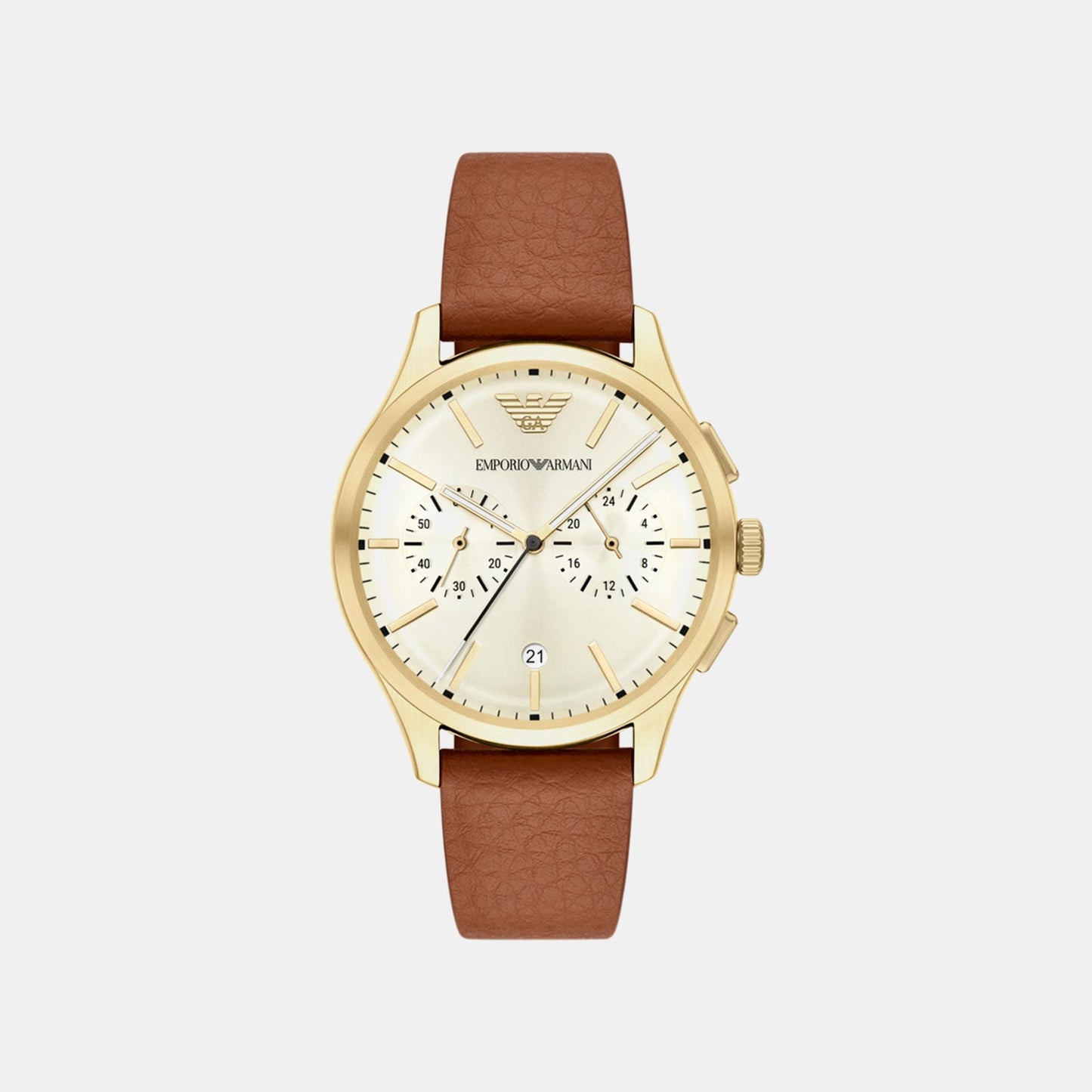 Men Quartz Cream Dial Chronograph Leather Watch AR11714