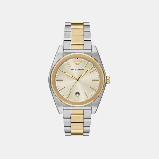 Men Quartz Beige Dial Analog Stainless Steel Watch AR11716