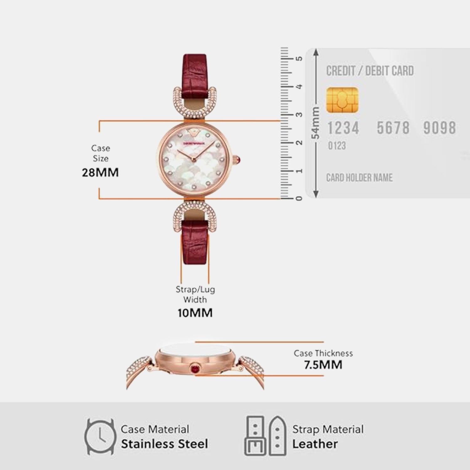 Women Quartz Gold Dial Analog Leather Watch AR11737