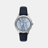 Men Quartz Blue Dial Chronograph Leather Watch AR11747