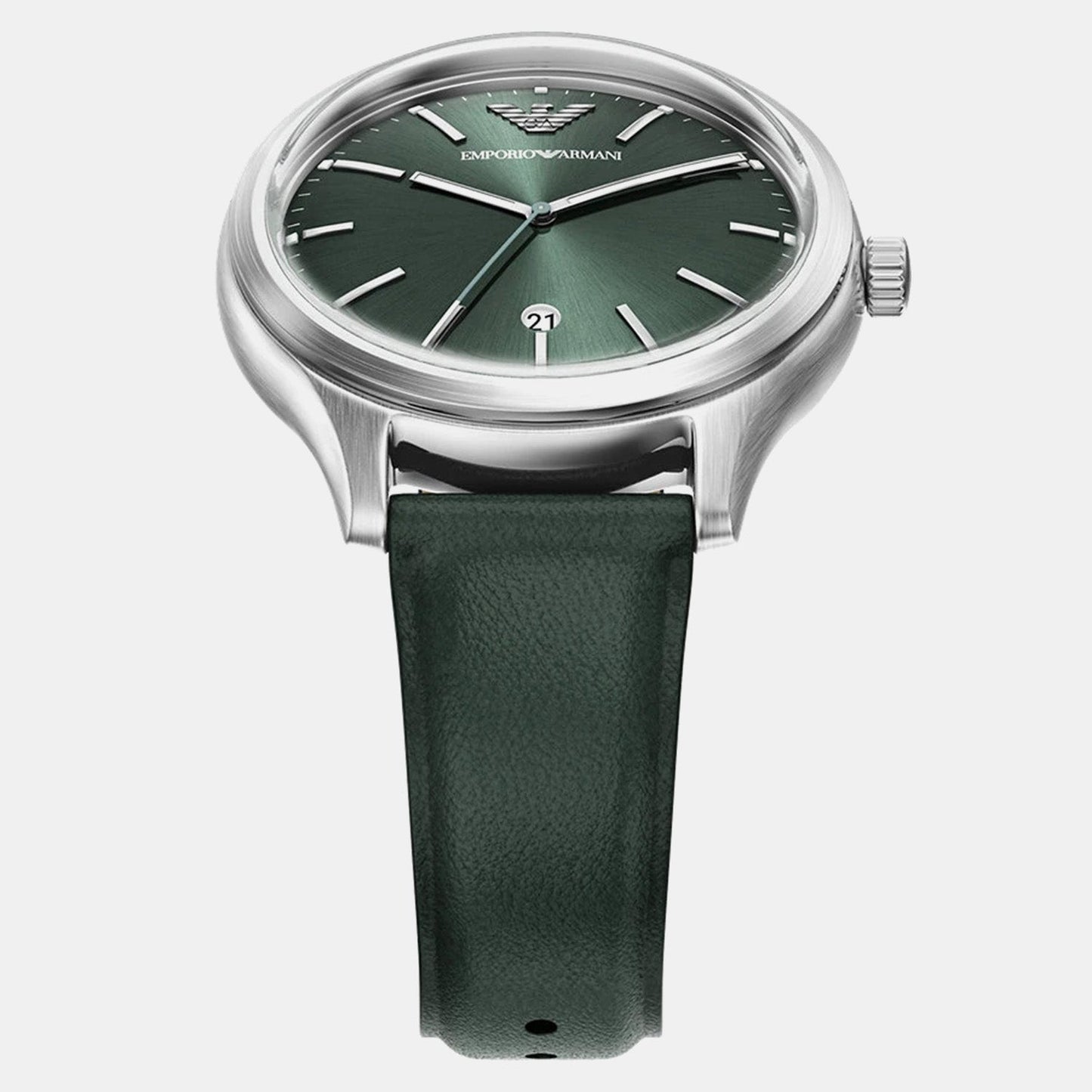 Men Quartz Green Dial Analog Leather Watch AR11749