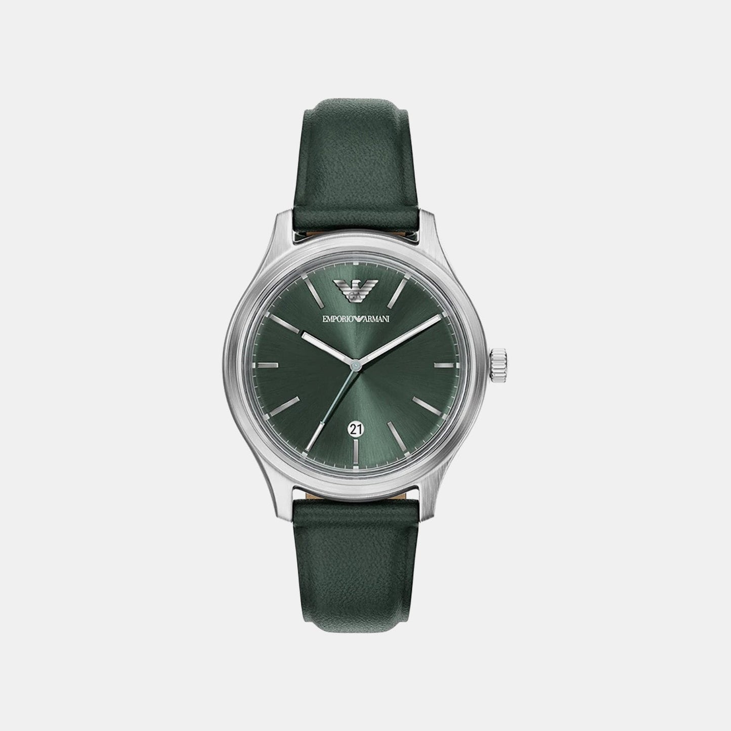 Men Quartz Green Dial Analog Leather Watch AR11749
