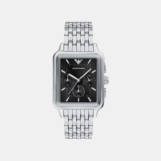 Men Quartz Black Dial Chronograph Stainless Steel Watch AR11751
