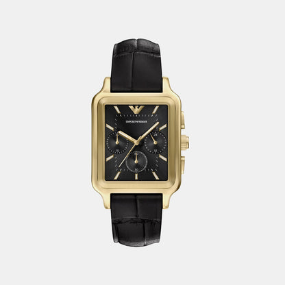 Men Quartz Black Dial Analog Leather Watch AR11753