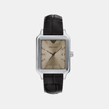 Men Quartz Beige Dial Analog Leather Watch AR11756