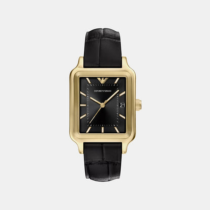 Men Quartz Black Dial Analog Leather Watch AR11757