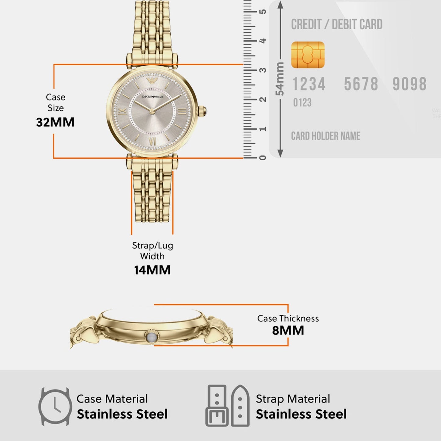 Women Quartz Grey Dial Analog Stainless Steel Watch AR11766